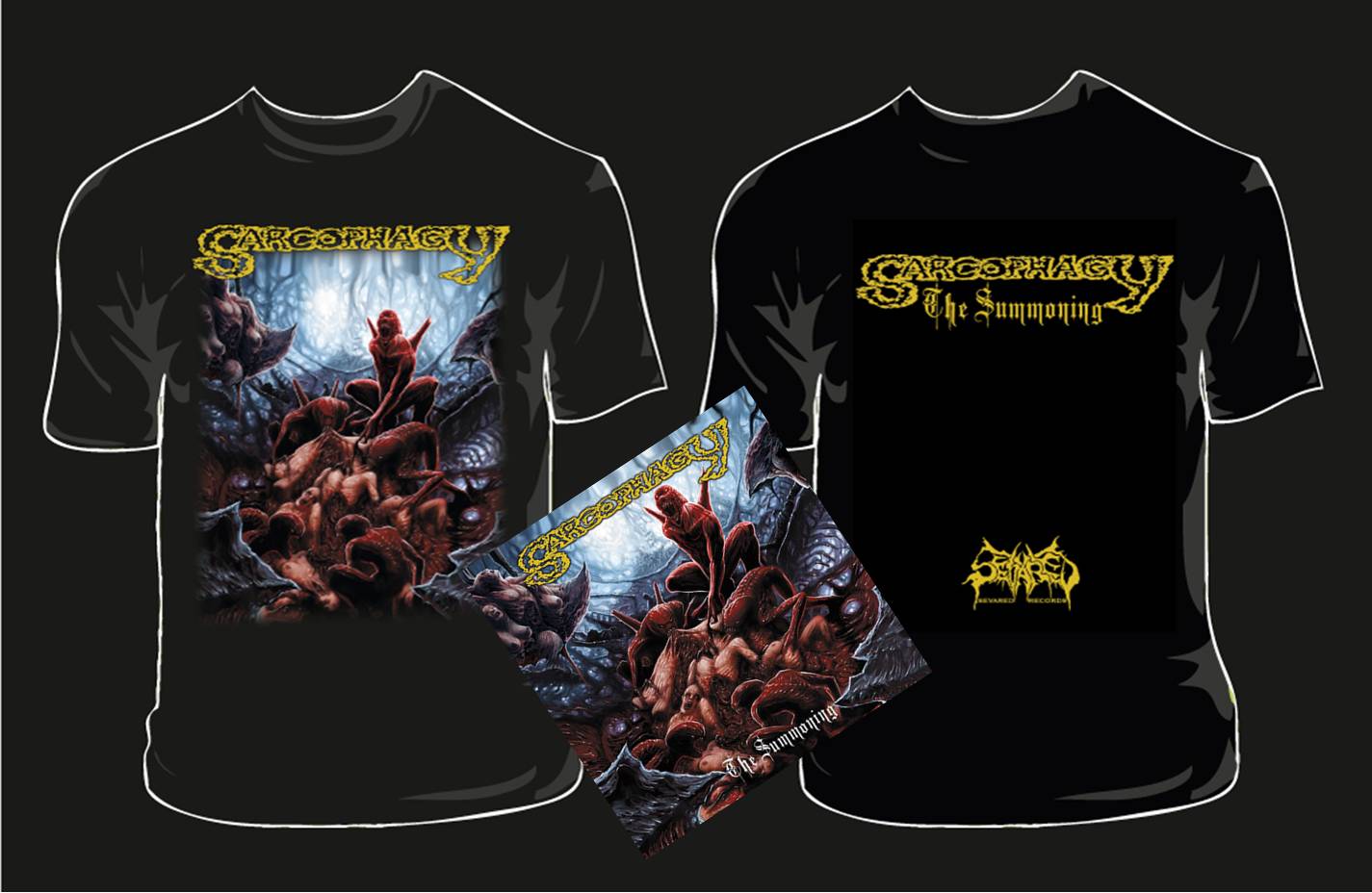 SARCOPHAGY- The Summoning CD / T-SHIRT PACKAGE LARGE