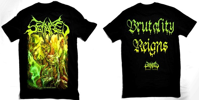 SEVARED RECORDS- Full Color Brutality Reigns T-SHIRT LARGE