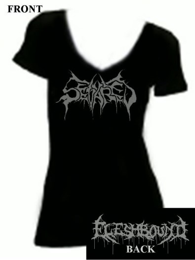 SEVARED RECORDS- Logo GIRLIE V-NECK T-SHIRT XXL