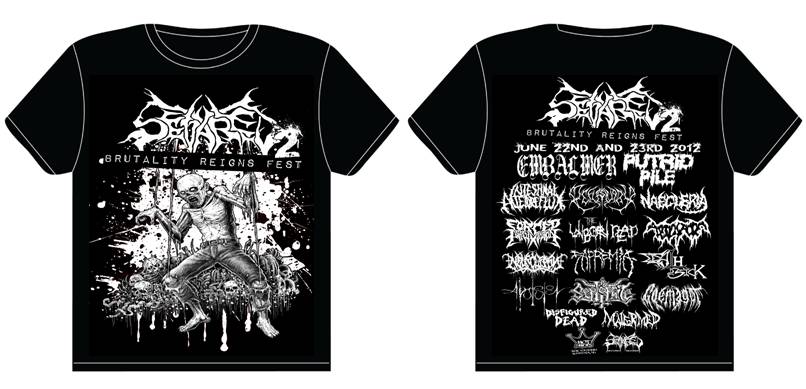 SEVARED RECORDS- Brutality Reigns Fest 2012 T-SHIRT LARGE