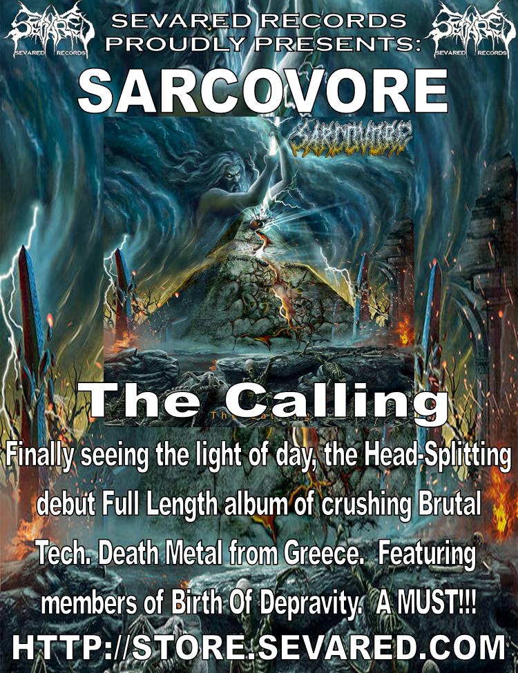 SARCOVORE- The Calling CD OUT NOW on SEVARED RECORDS